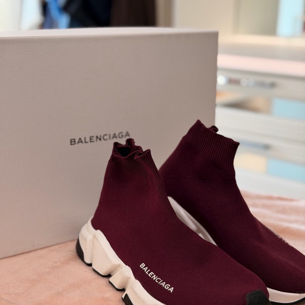 Balenciaga Burgundy Athletic Shoes
